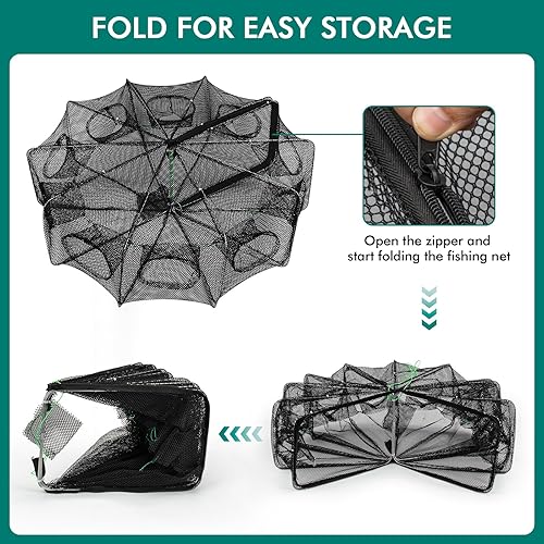 Miniatura 5 de Trampa de carnada para pesca QualyQualy, red de pesca para cangrejos, trampa de pesca para pececillos/cangrejos/camarones/cangrejos de río con