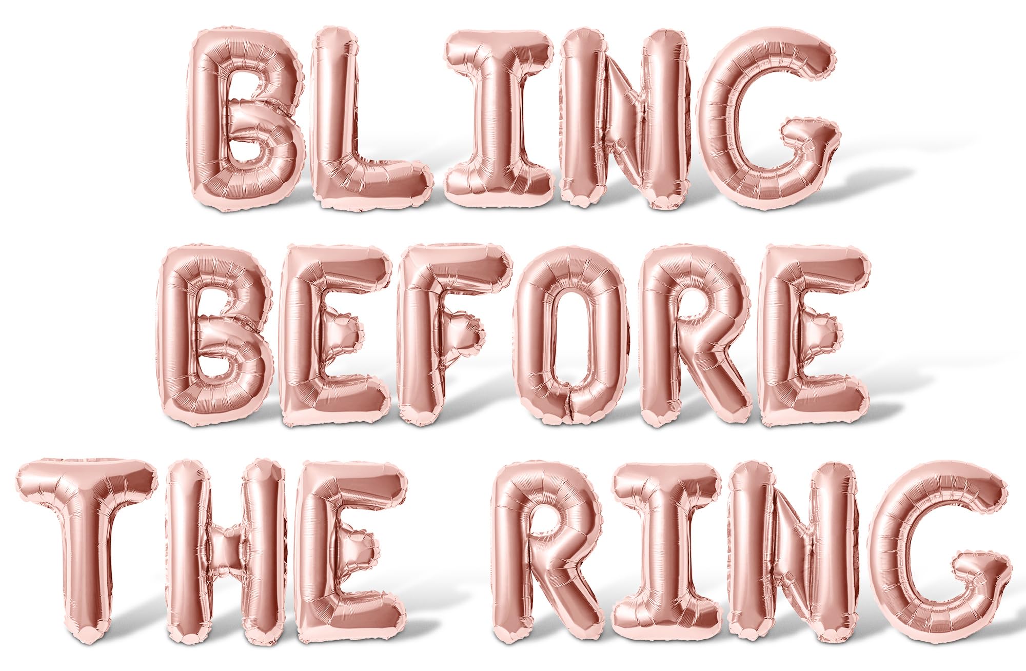 Letter Balloons - BLING BEFORE THE RING 16" Inch Alphabet Letters Foil Mylar Balloon Bachelorette Party Banner (Rose Gold)