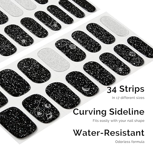 Miniatura 3 de NAILOG Tiras de uñas de gel semicuradas, 34 piezas, compra 2 y obtén 1 lámpara UV, envolturas adhesivas de esmalte de uñas de larga duración con