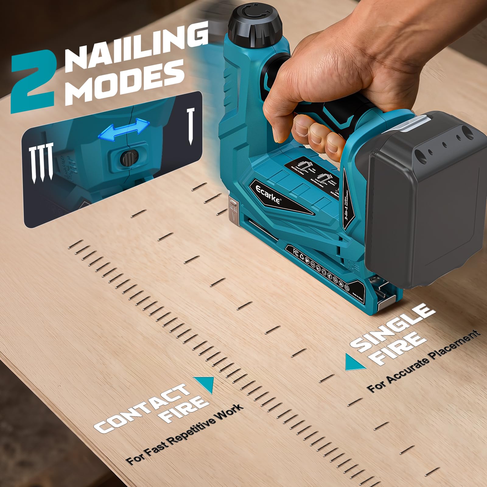 Ecarke 2-in-1 Akku-Nagler kompatibel mit Makita 18V, T50 & Brad Nails | Kabellose Nagelpistole & Elektrotacker, inkl. 1000 Klammern und 1000 Nägel, ideal für DIY, Möbel und Polsterarbeiten