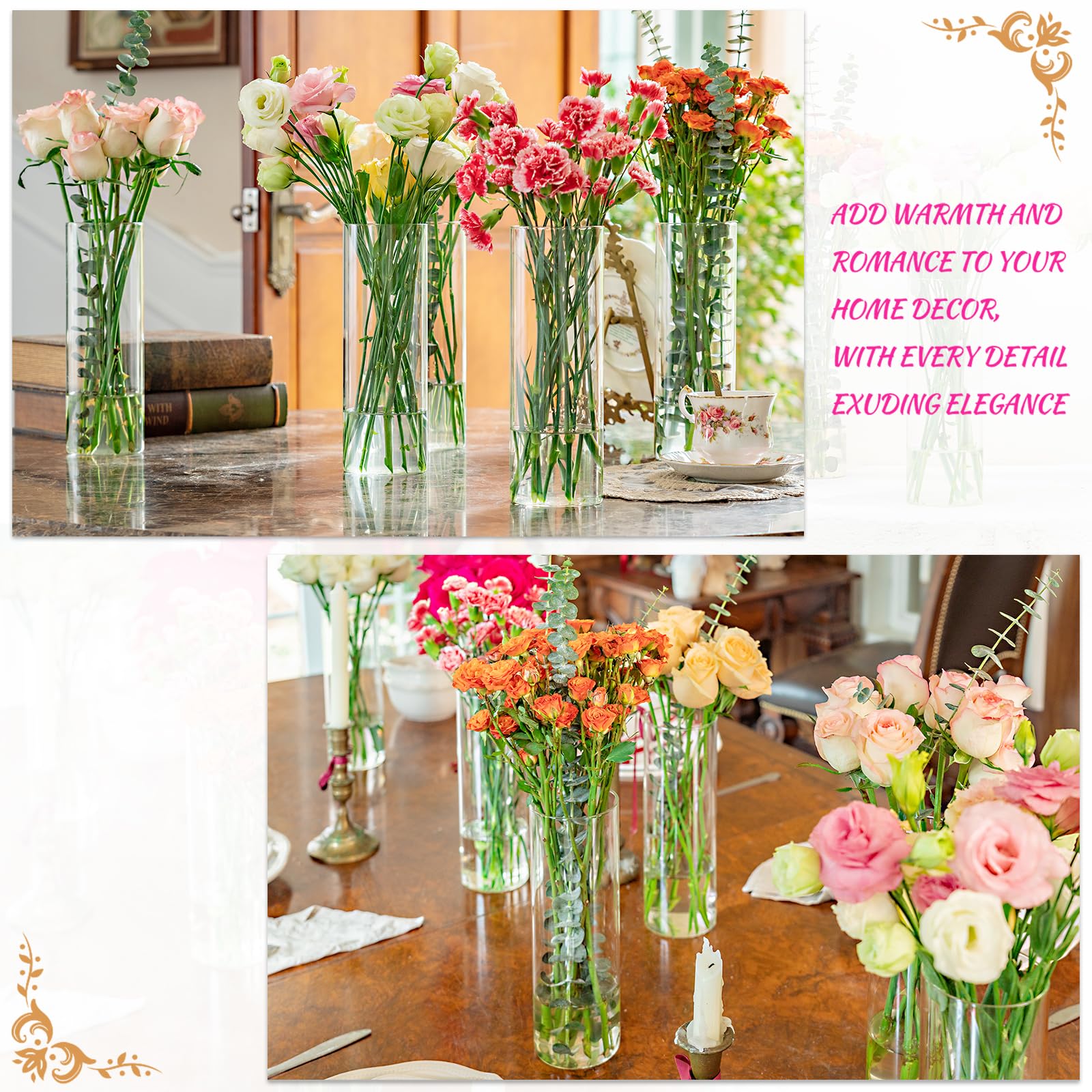 DYMFADFB 7pcs Glass Cylinder Vases for Centerpieces - 10 Inch Tall Glass Vases f — product photo