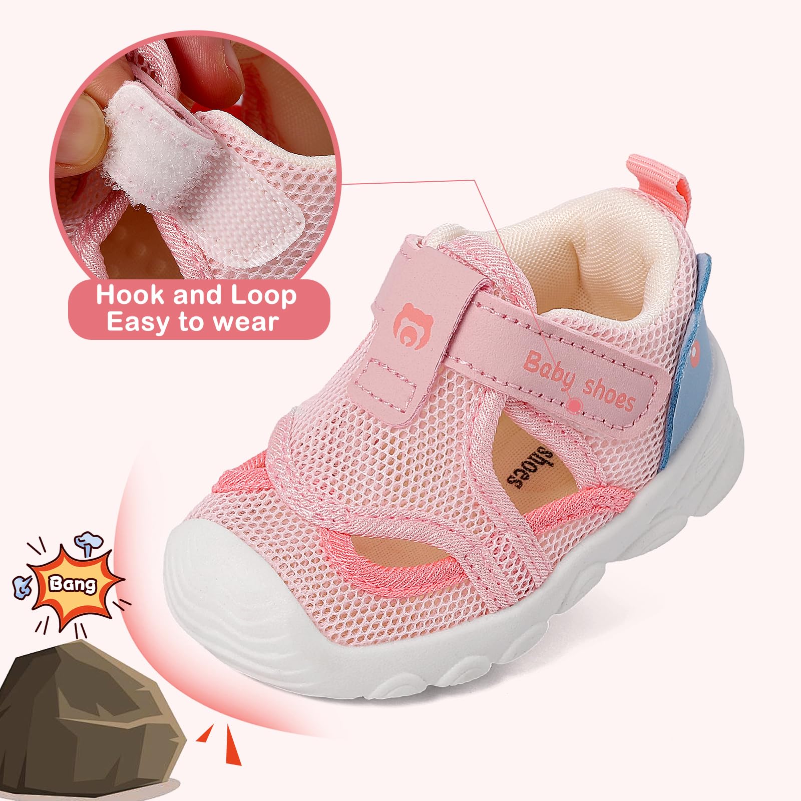 Zapatillas Verano Bebé Sandalias Primeros Pasos Niño Niña Zapatos Casual Comodas con Suela de Goma Antideslizante