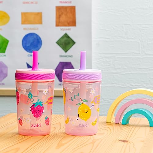 Miniatura 164 de Zak Designs - Juego de vasos Baby Shark Kelso de 15 onzas, sin BPA, tapa de rosca con popote hecha de plástico duradero y silicona, paquete perfecto