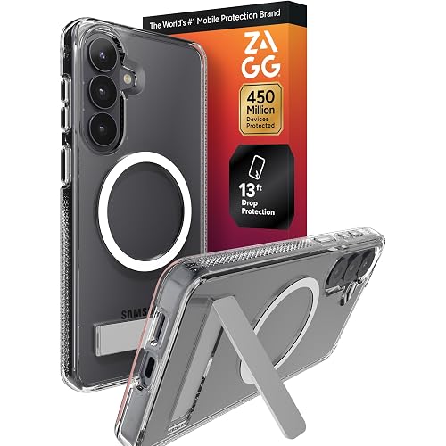 ZAGG Crystal Palace Snap Samsung Galaxy S26+ Case with Kickstand - Clear, 13ft Drop Protection with Graphene, Crystal Clear Magnetic Case, Anti-Yellowing Slim Cover