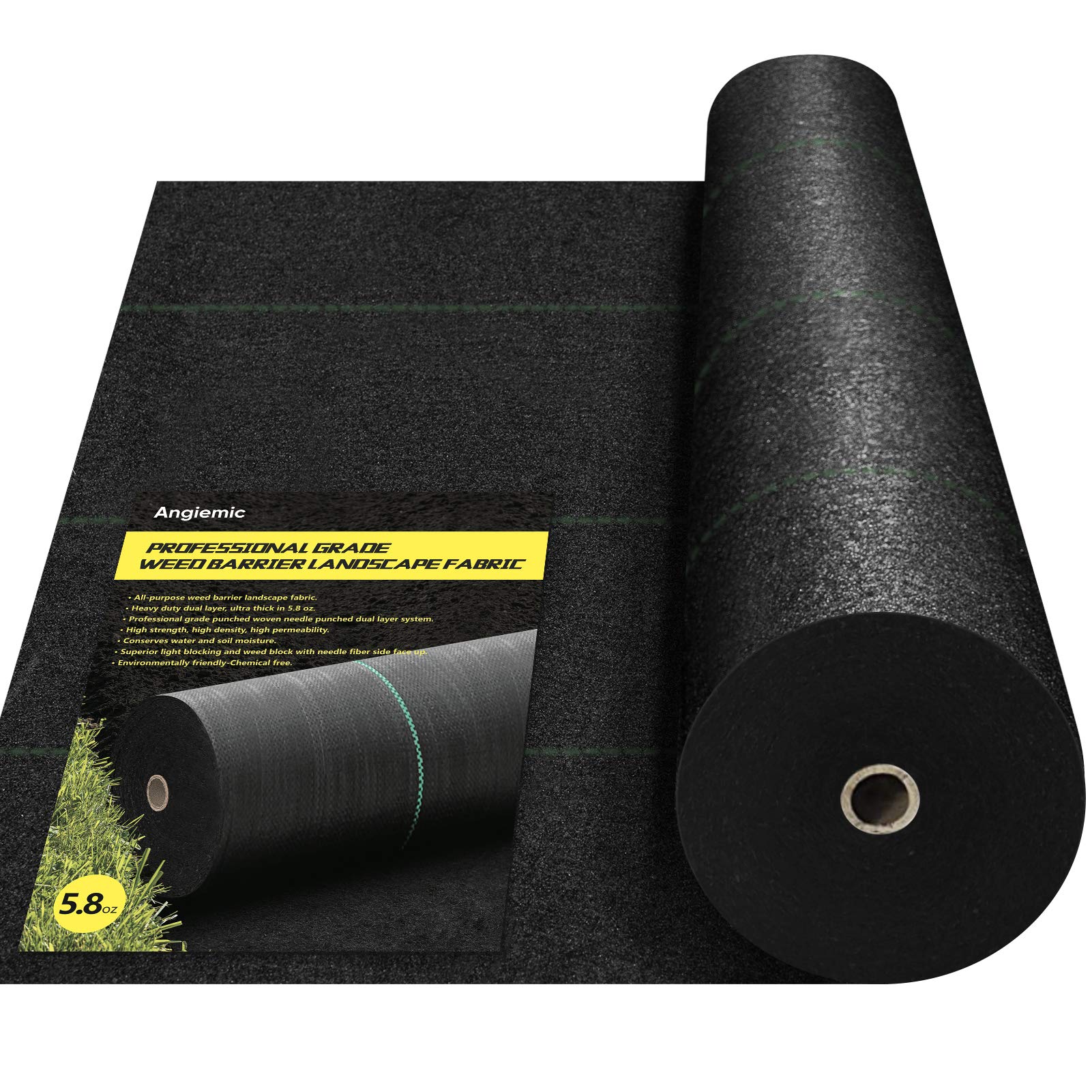 Buy Angiemic 5.8oz Heavy Duty Weed Barrier Landscape Fabric 4x100ft