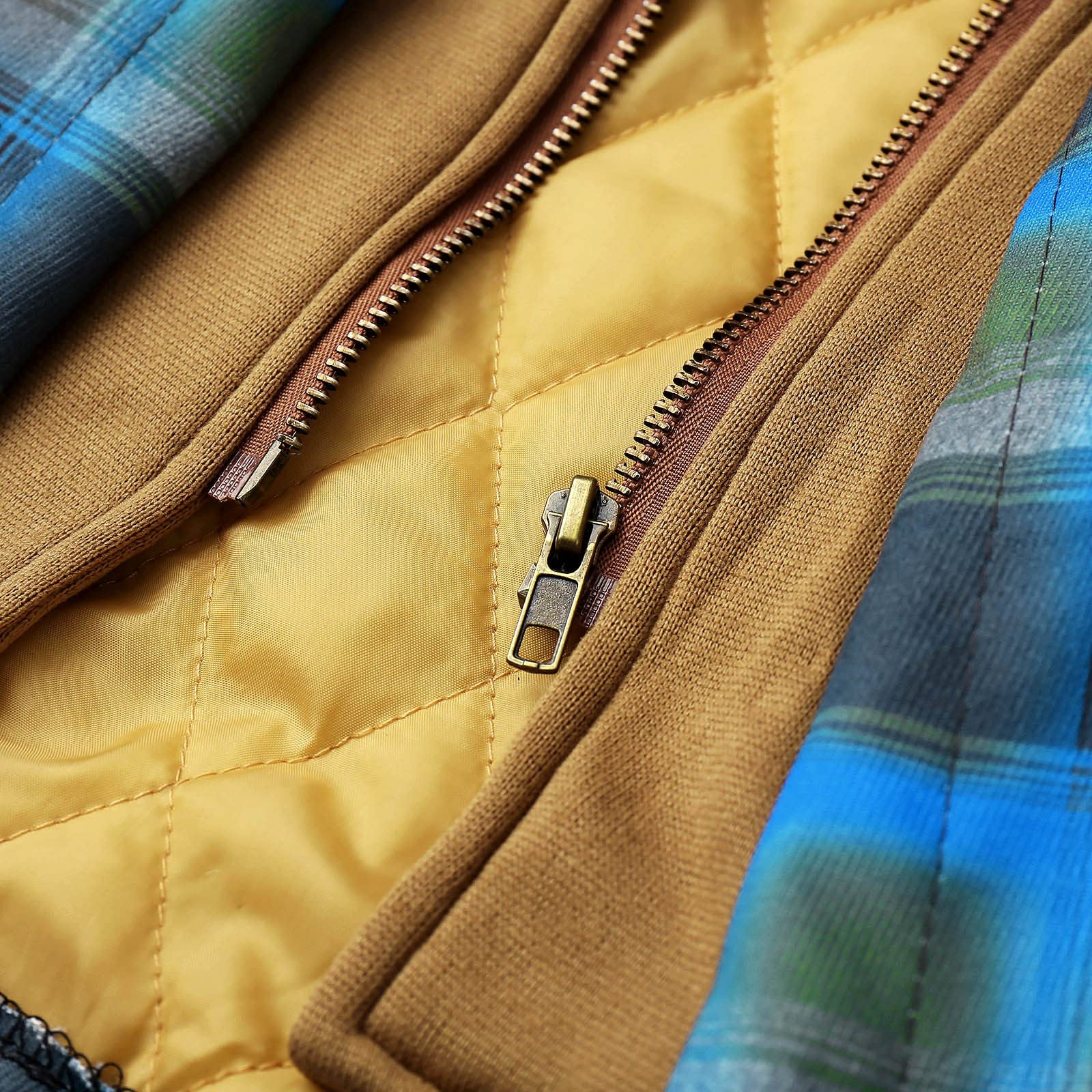 Generisch Regenjacke Damen GroßE GrößEn Herren Winter karierte Reverstasche mit, gepolsterte, lockere Hemdjacke