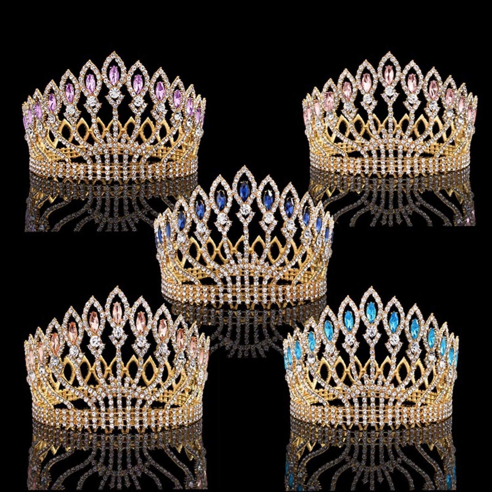 Qiblaou Couronne Reine Couronne Argent De Cristal Fleur Cheveux Rétro