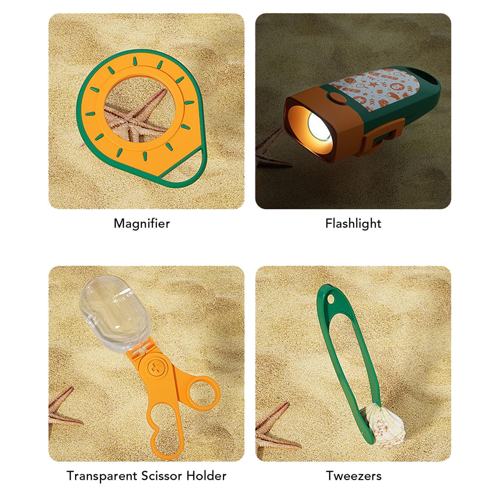 Srliya Ensemble de Jouets de Plage pour Enfants, Kit D'exploration, Kit D'aventure en Plein Air, Ensemble de Jouets de Plage, Outils de Sable Portables en Plastique avec Couvercle