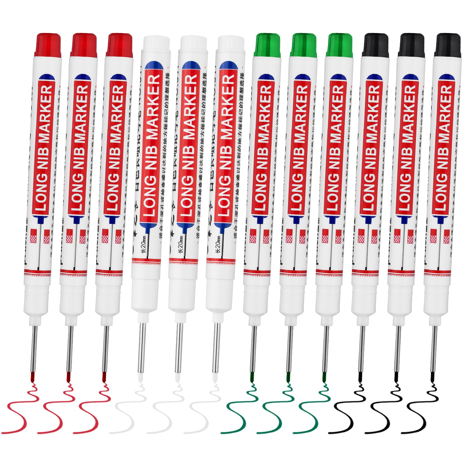 20 PCS Long Nib Marker,20mm Long Head Deep Hole Marker Pens,Longs Nose Markers,Waterproof Construction Markers Marking Tool,Permanent Markers Carpenter Ink marker Pens,Metal marking Pens,White — Amazon image 10