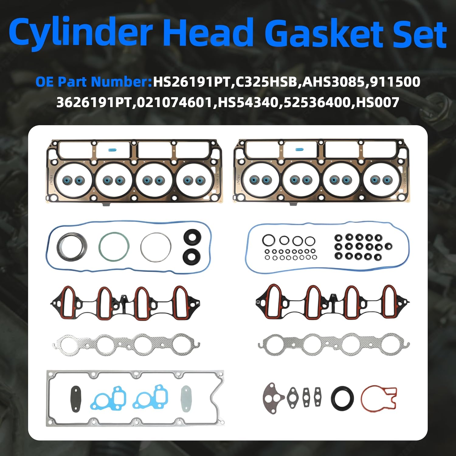 5.3 Cylinder Head Gasket Set Timing Chain Kit w/Water Pump Oil Pump Fit for Chevy Silverado for GMC Sierra for Cadillac Escalade V8 4.8L 5.3L 6.0L 1997-2007 M295 12456113 HS26191PT 12563964 12586665