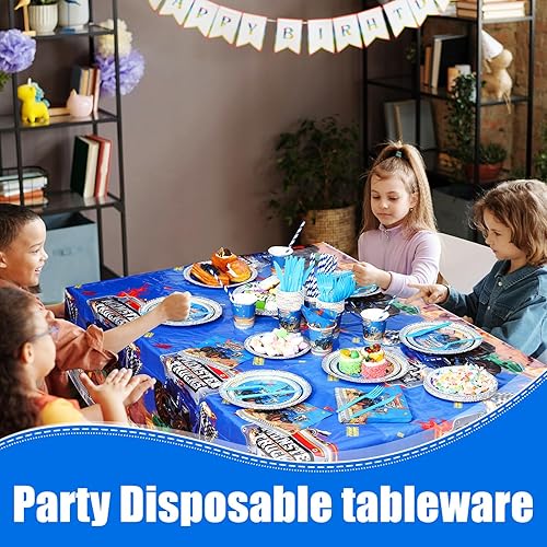 Miniatura 4 de Buryeah Juego de vajilla de 176 piezas de suministros para fiesta de camión, incluye mantel de camión, cubierta de mesas de fiesta, platos de papel,