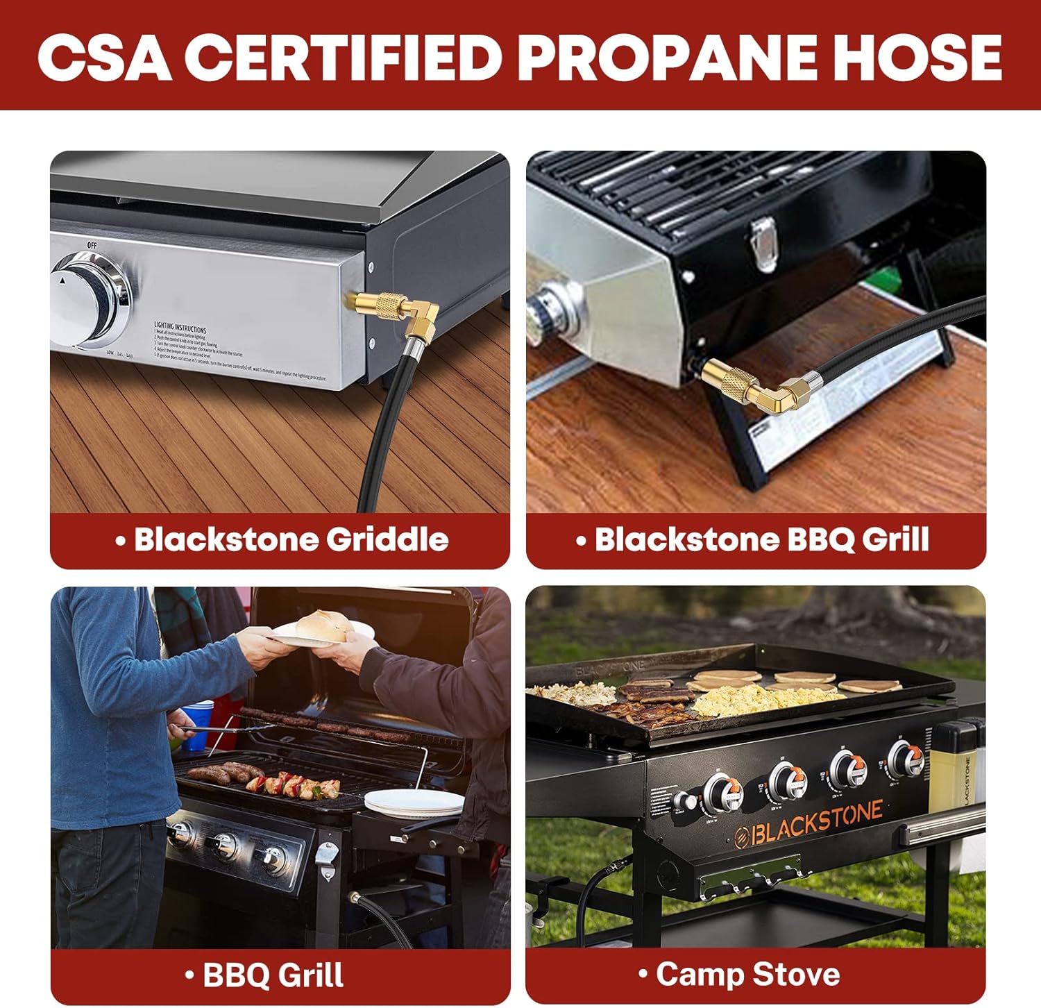 18FT RV Propane Hose with Blackstone Adapter, Quick Connect Hose for RV to Grill, Fits Blackstone 22 Inch Griddle & 17' Grill