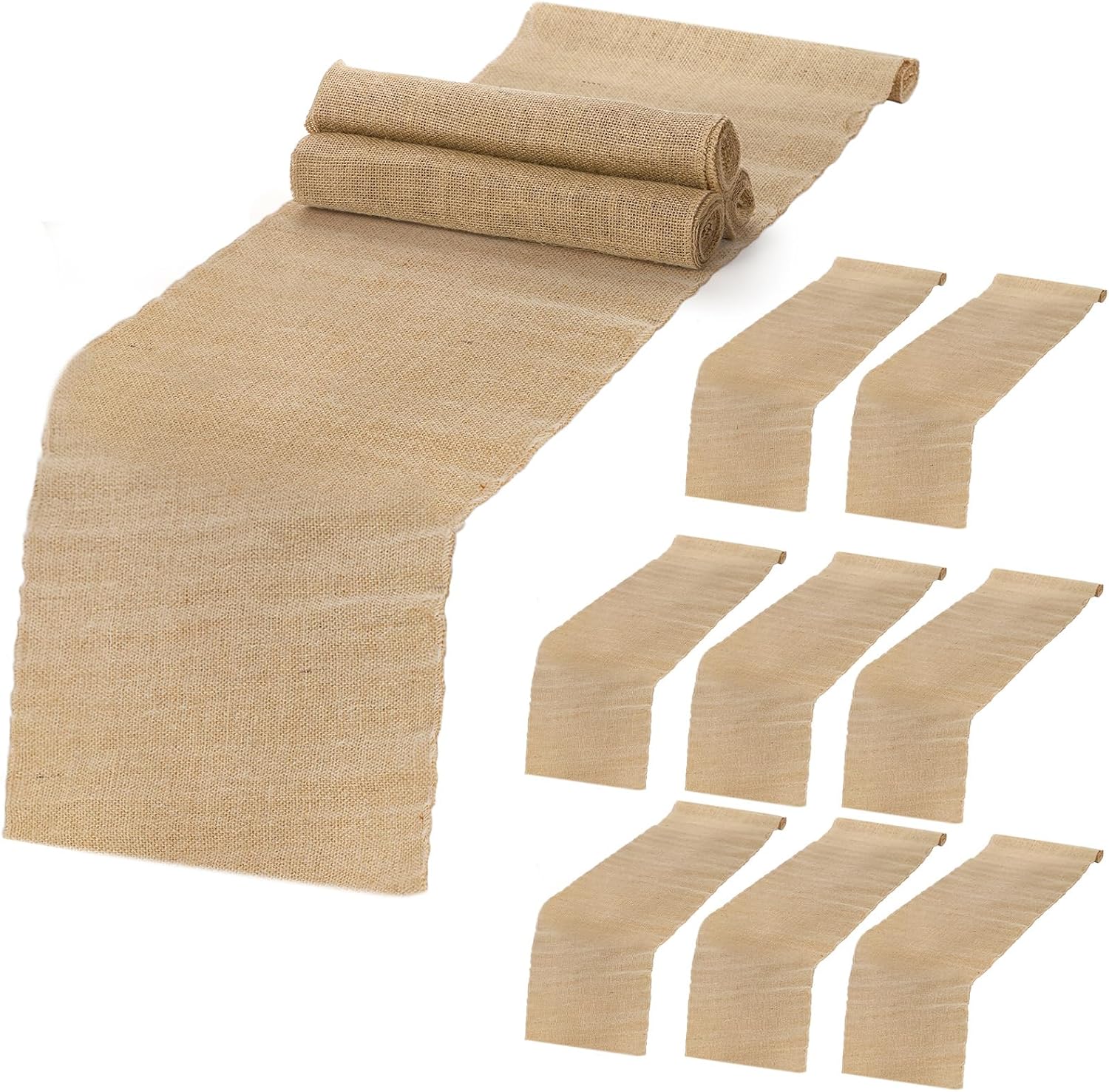 Tosnail 12 Pack 12" x 71" Burlap Table Runners, Rustic Jute