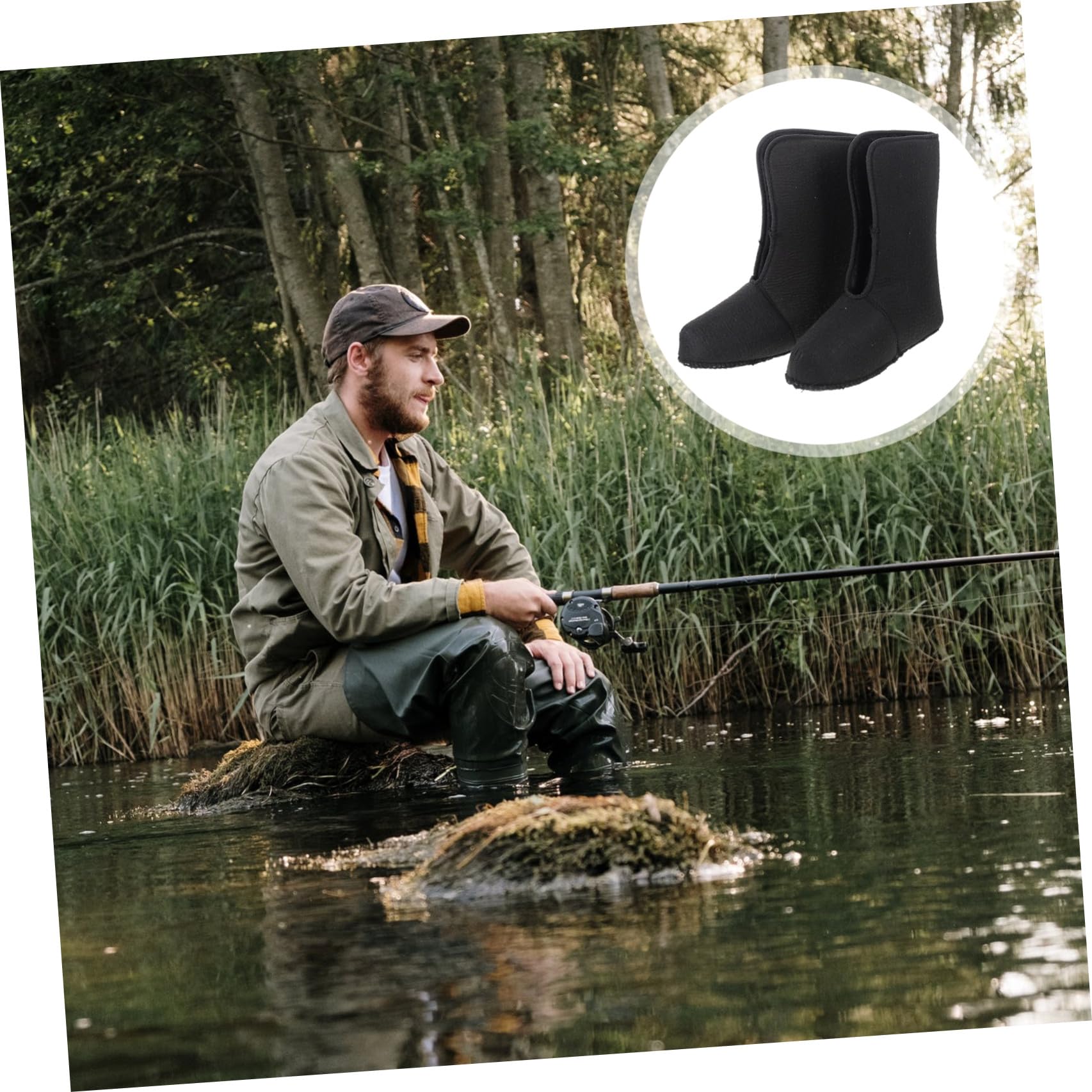 Warme Gefütterte Anglerstiefel mit Plüschfutter Leichtes und Gefrierverhinderndes Innenfutter für Jagd und Winter Schwarze Winterschuhe