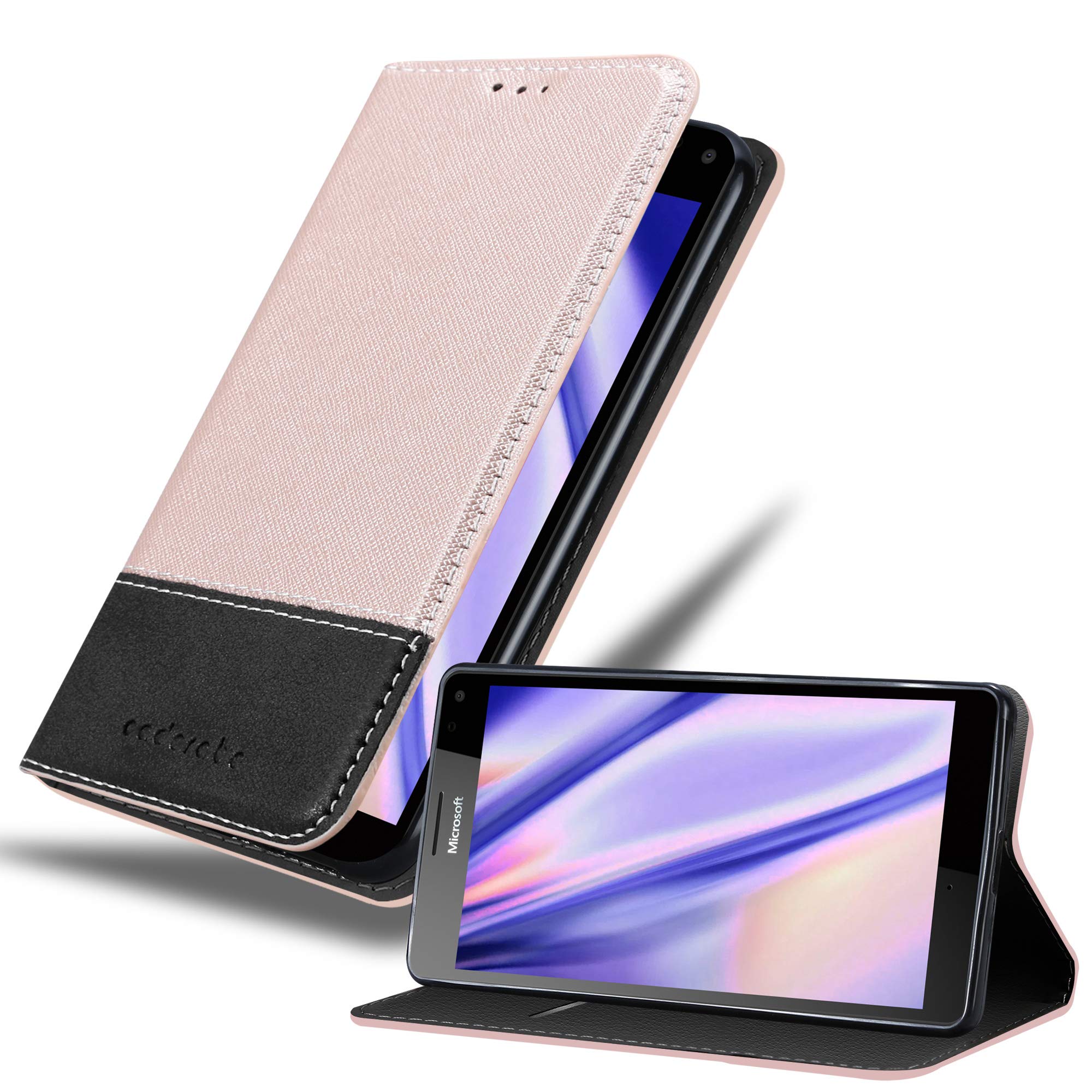 CadoraboBook Case Works with Nokia Lumia 950 XL Wallet Etui Cover ROSE GOLD BLACK DE-122293