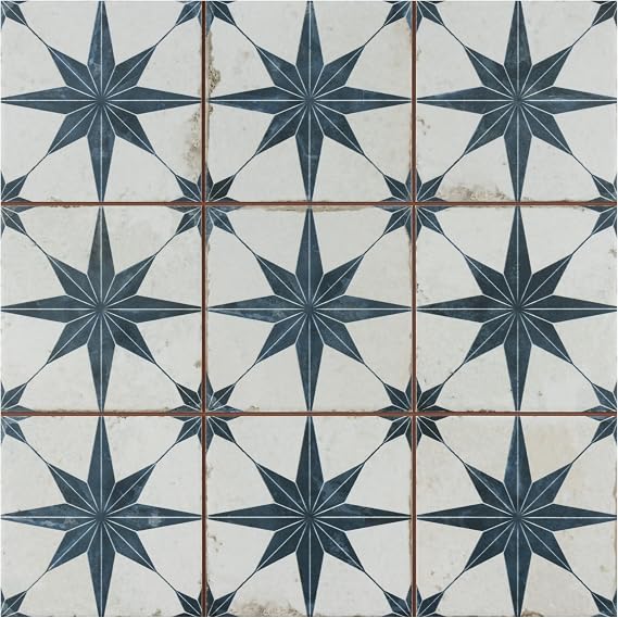 Harmonia Kings Star Blue 13 x 13 Ceramic Floor and Wall Tile