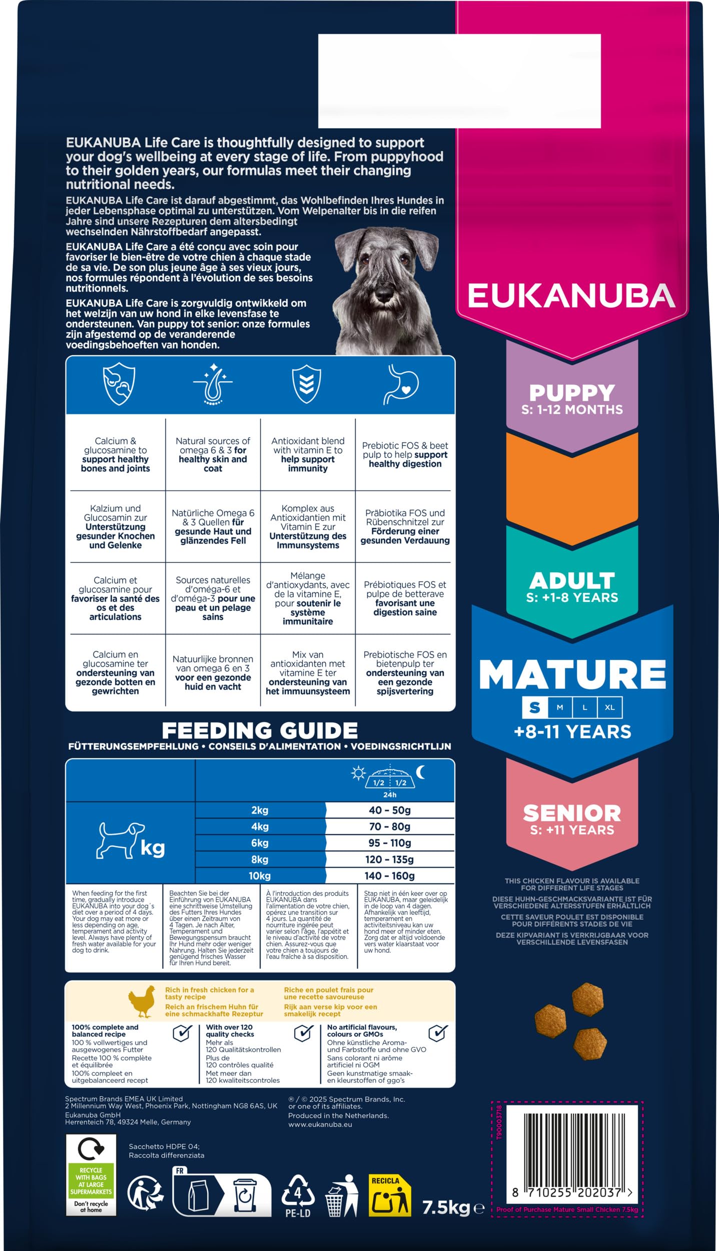 EUKANUBA Life Care Chien Mature Petite Race Poulet 7,5 kg