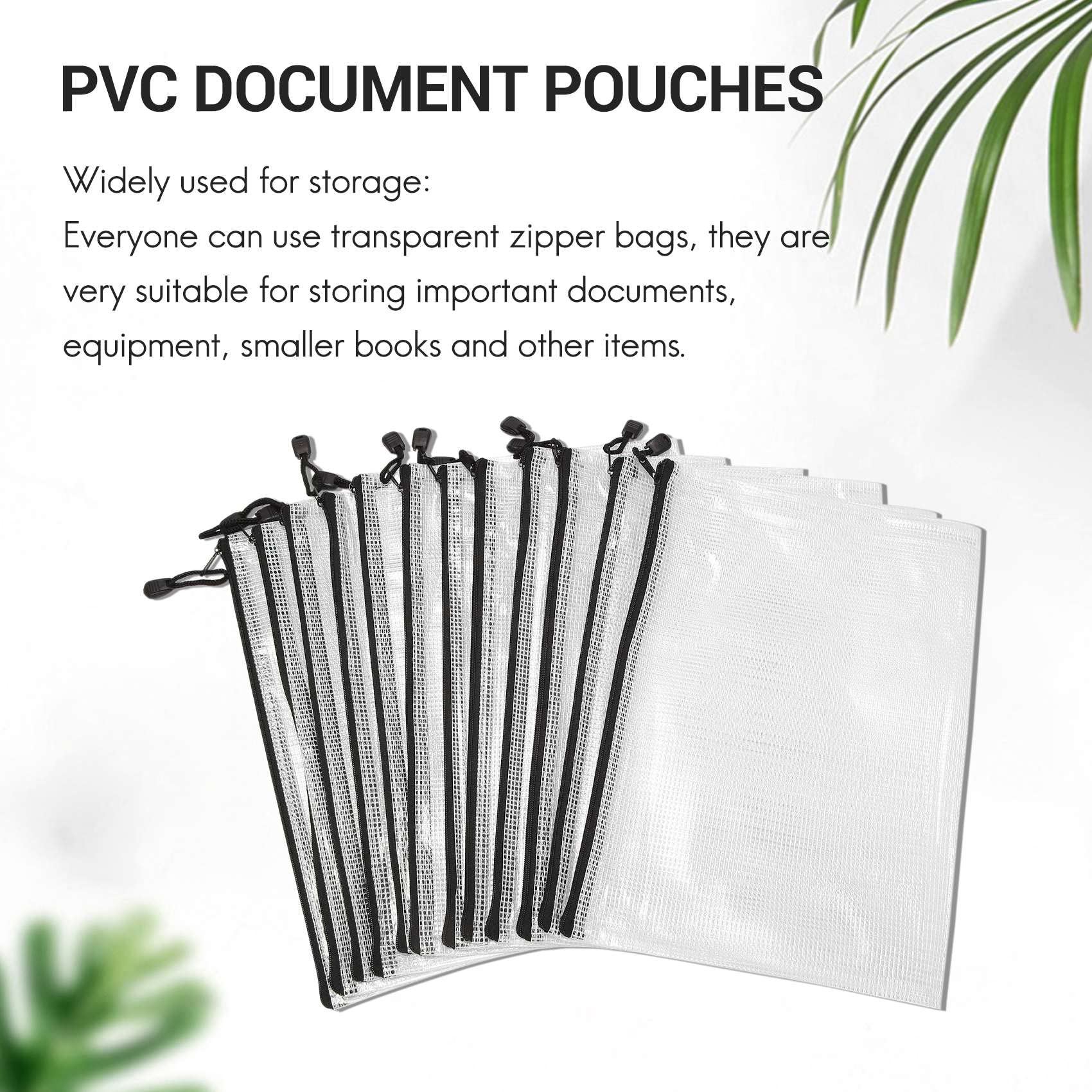 Harewtwy 12 Pcs Zipper File Bag A4 Zipper Mesh Bag Board Game Storage Bag PVC File Bag Office Supplies Storage Bag (34CMx24CM) - Image 2