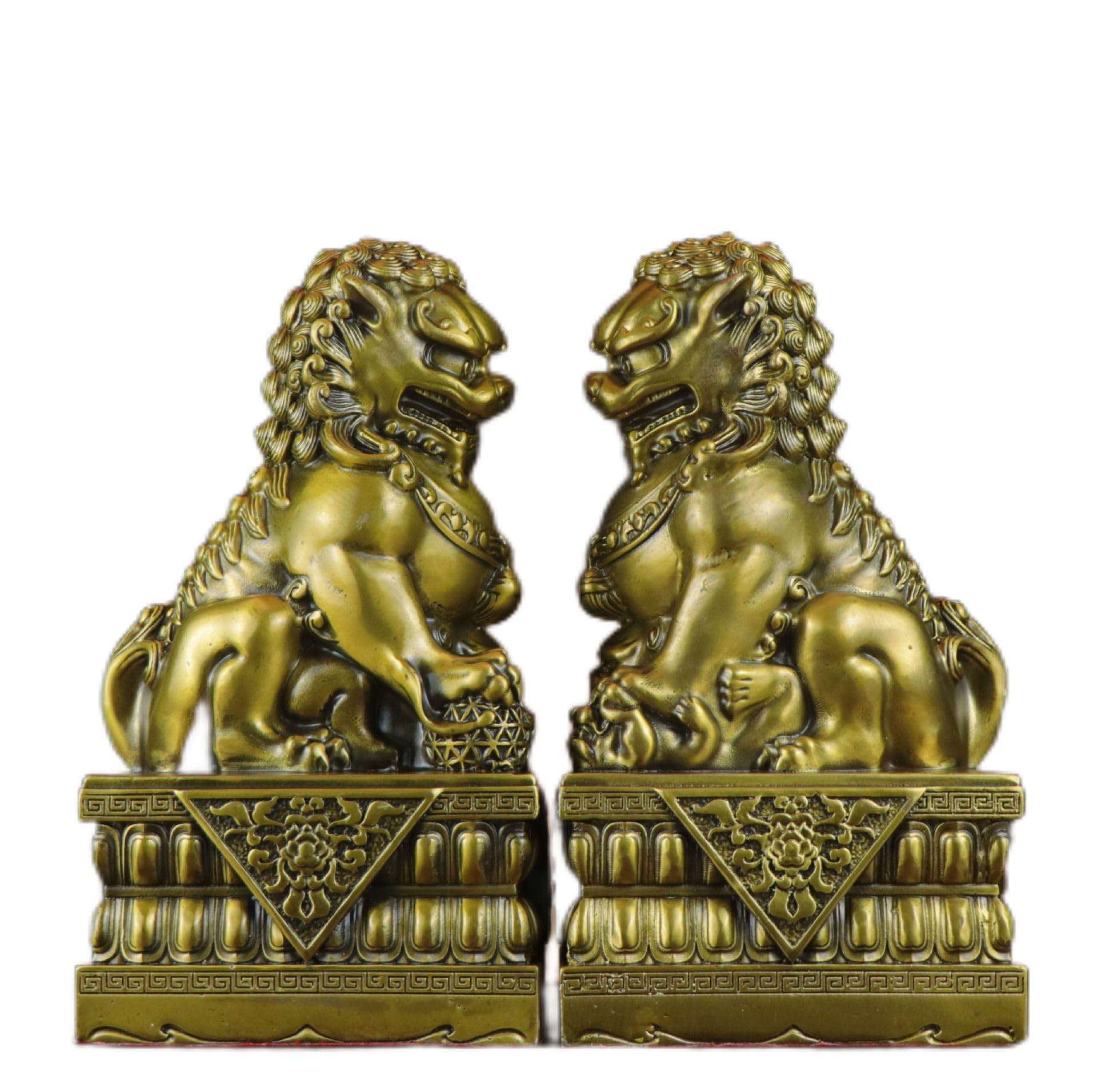 Amazon.com: Usoway 黄铜狮子摆件一对宫门狮北京狮故宫狮大号门口家居