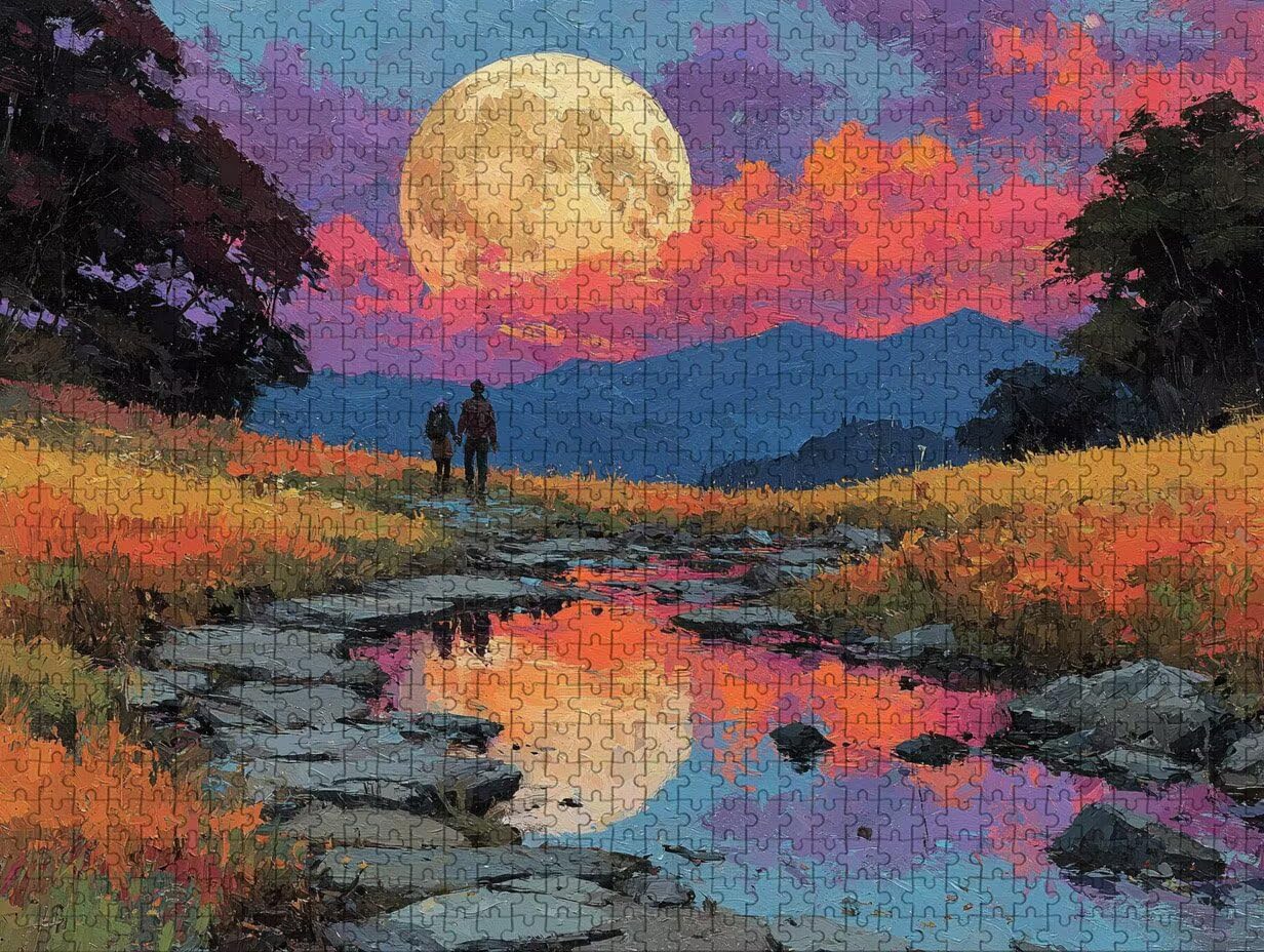 Puzzle 2000 elementów dla dorosłych o zachodzie słońca, drewniane puzzle, 99 x 70 cm, dla mężczyzn kobiet starszych seniorów, części ściśle do siebie pasują, dekompresja, dekoracja ścienna, prezenty