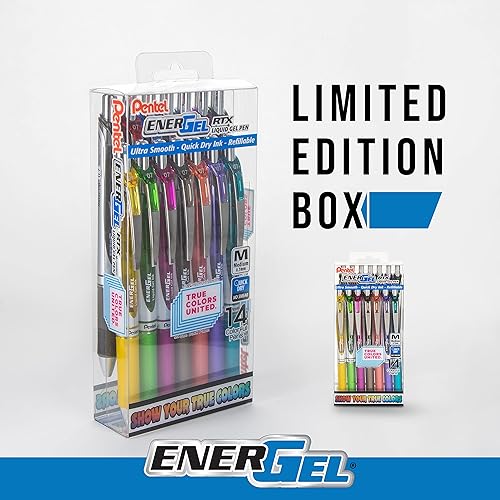 Miniatura 4 de Pentel EnerGel RTX True Colors United 0028in línea media tinta surtida caja de 14 unidades BL77PC14MTCU