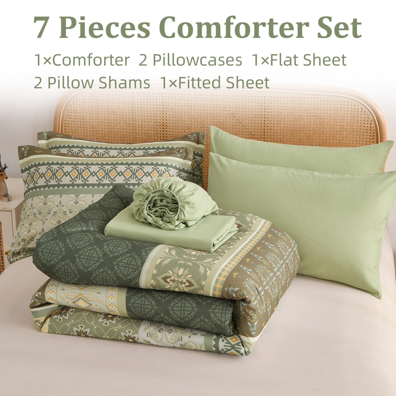 WONGS BEDDING 7-teiliges Tröster-Set mit Blumenmuster in einer Tasche-YS01AB091798Q7U-A