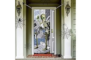 Halloween Skeleton Door Cover: Spooky Ambiance for Your Restroom