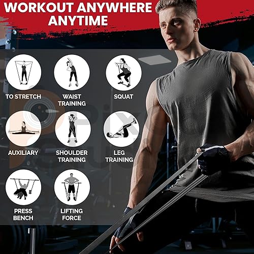 Miniatura 9 de 76-Inch Extended-Length Resistance Bands  Heavy-Duty Black Fabric Workout Bands for Strength, Mobility, Stretching & Full-Body Training  Durable