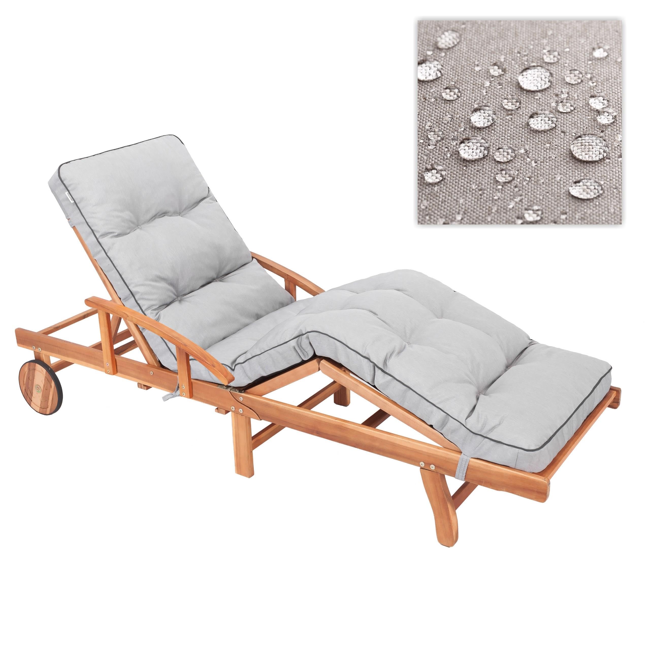 GOPLUS Ligkussen, kussen voor ligstoel 190 x 70 x 7 cm, dekstoelkussen, katoenen veldbedkussen, martrat met 4 bevestigingsbanden voor ligstoel en zonnebed (grijs