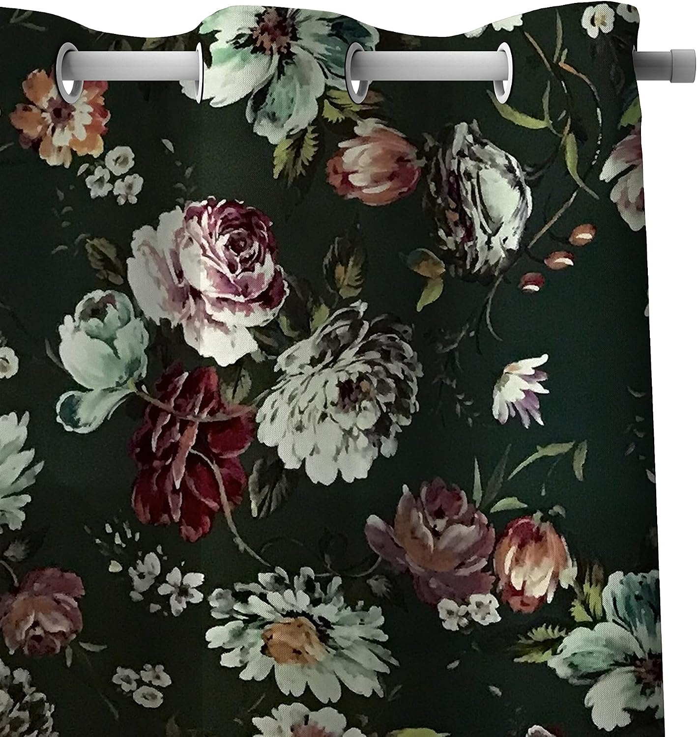Pine Green Velvet Finish Floral Design Digitally Printed Soft Fabric Material for Upholstery, Window Treatments, Craft - Width 54 inches - Fabric by The Yard