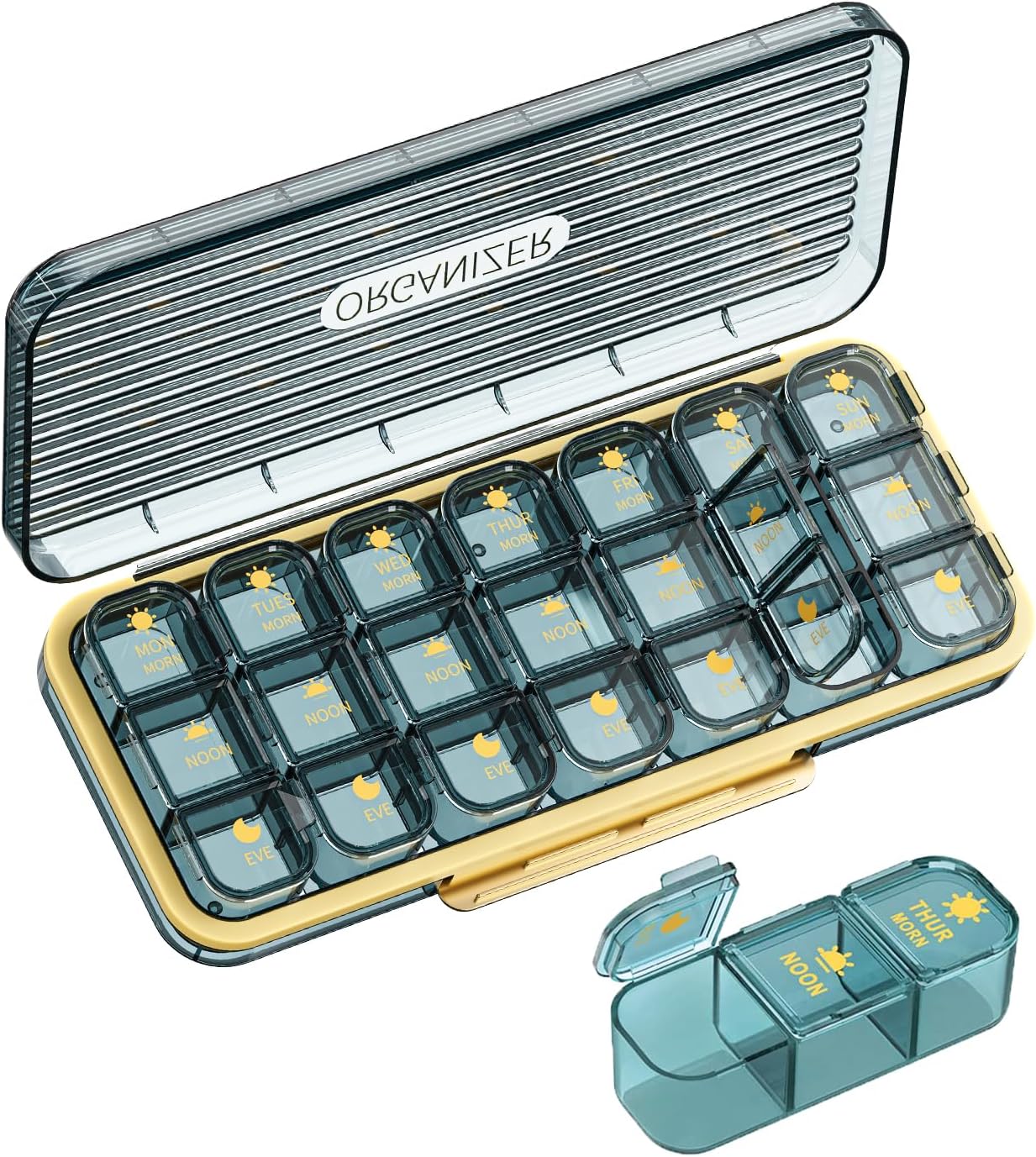 Pill Organizer 3 Times A Day, GLAMFORT Large Pill Box 7 Day