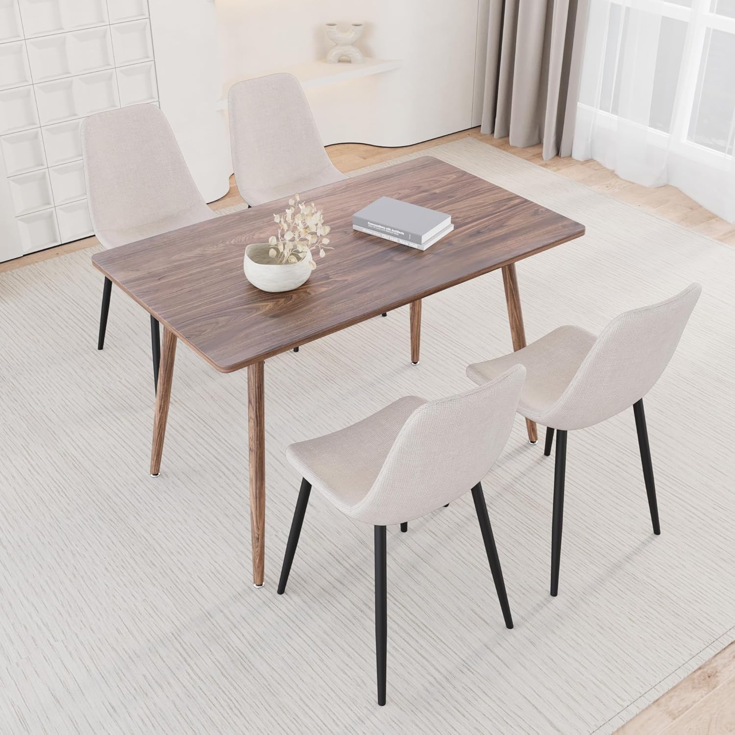 Small Dining Table Set for 4, Modern Dining Table and