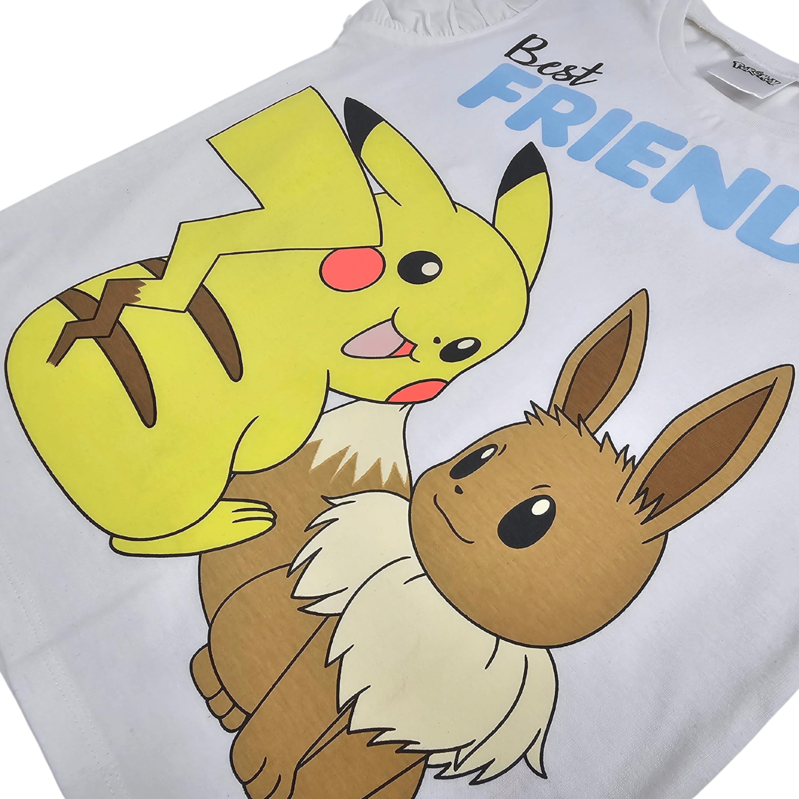 Pikachu & Eevee Maniche a Balze Ragazze 100% Cotone Set Pigiama Corto 5-14 Anni