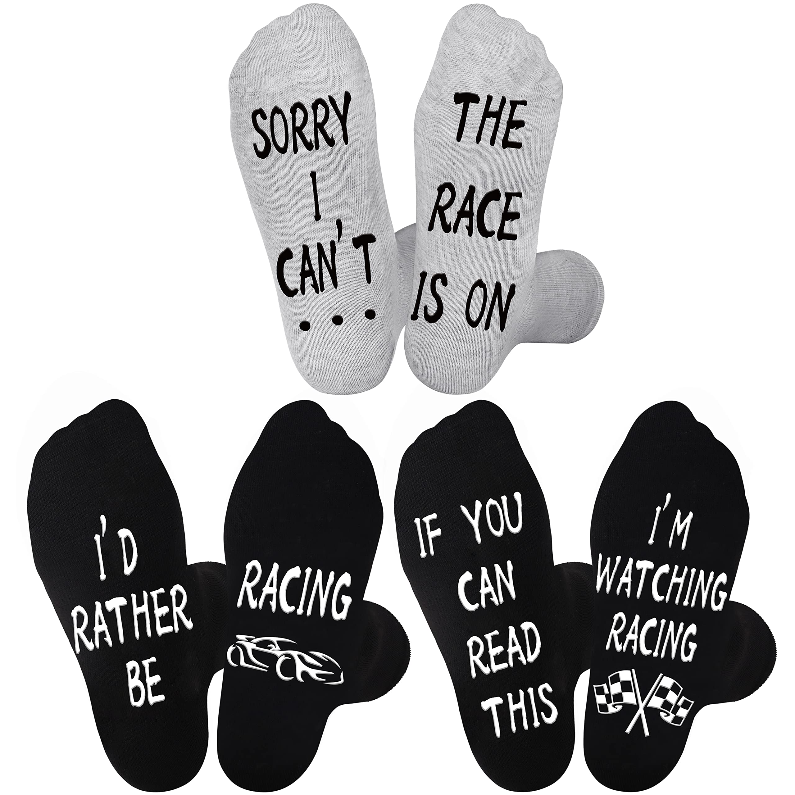 Jeasona3 Pairs Racing Socks for Men with Grippers 9-11 F1 Gifts for Men Socks F1 Racing Gifts for Men Formula 1 Gifts for Men F1 Birthday Gifts for Men Him