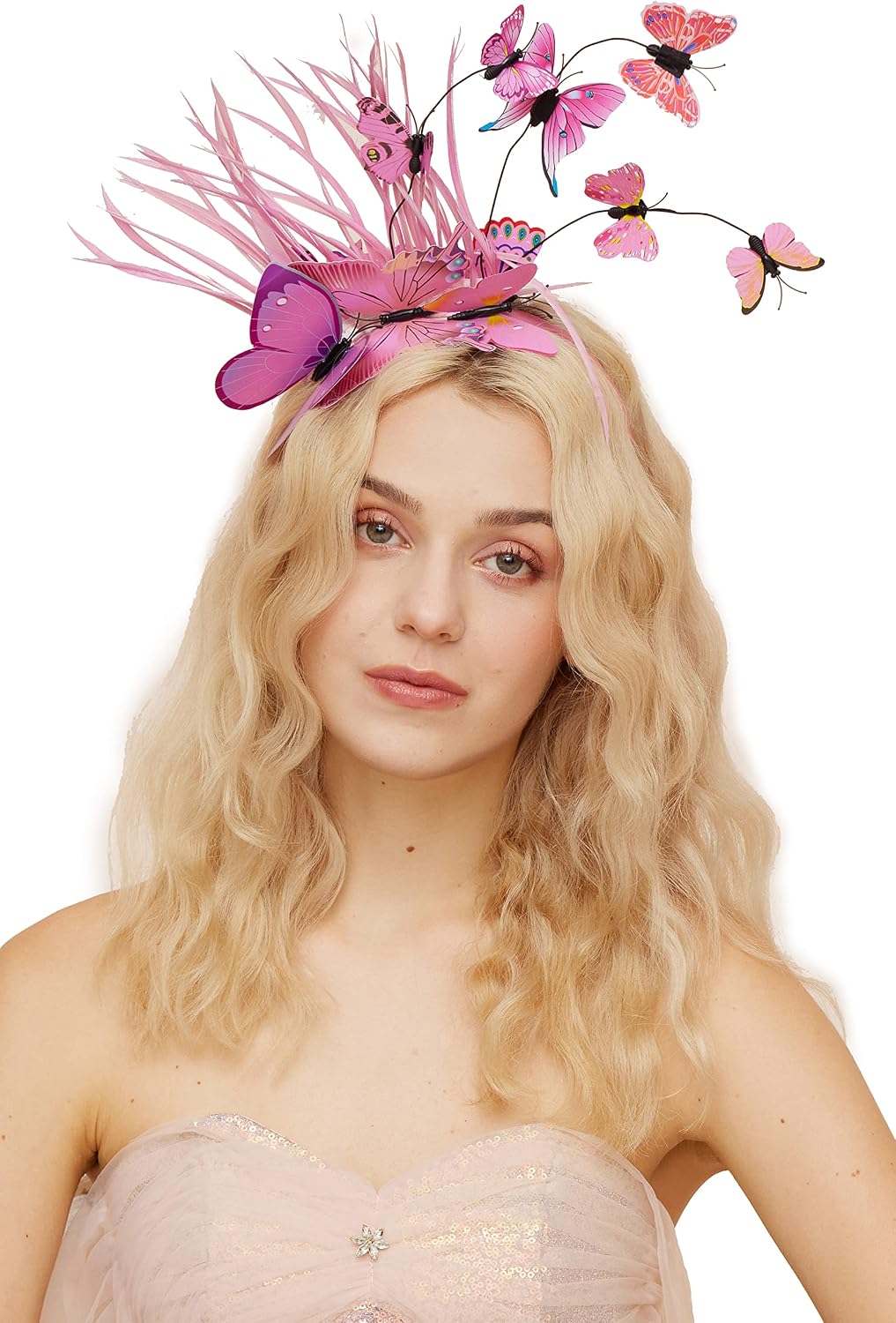 Gionforsy Butterfly Fascinator Headband Monarch Butterfly Headband Crown Tea Party Halloween Costume Headpiece