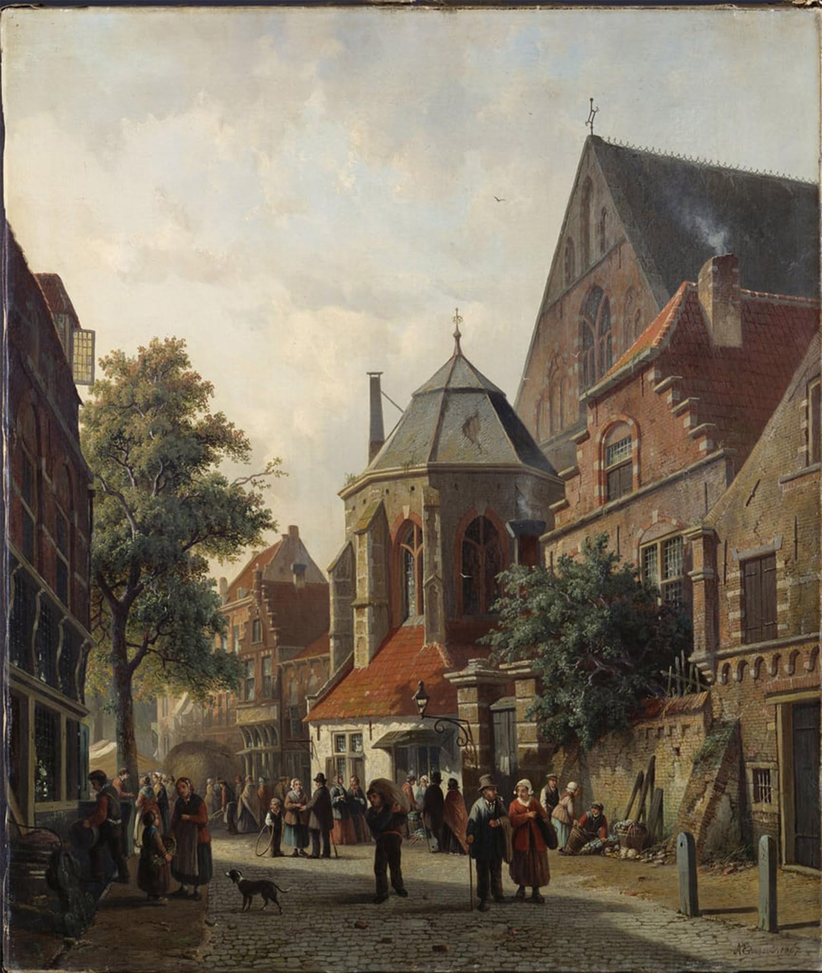 ARTXLXXBN Famous Print Painting Colorful Art Print a Dutch Street Scene by Adrianus Eversen Canvas Art Decorations for Home Decor 60x90cm