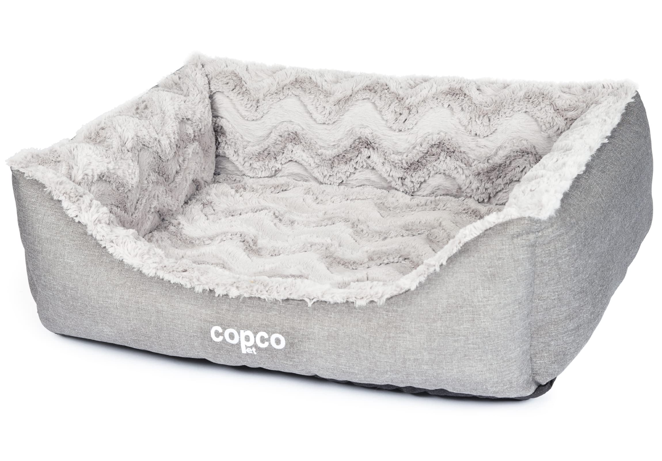 CopcoPet Hundebett Pia Orthopädisch Schwarz 80 x 60 cm – Kuscheliges Hundekörbchen mit Visco-Füllung – Waschbar, rutschfest, pflegeleicht, bequem & gelenkschonend – Für kleine Hunde