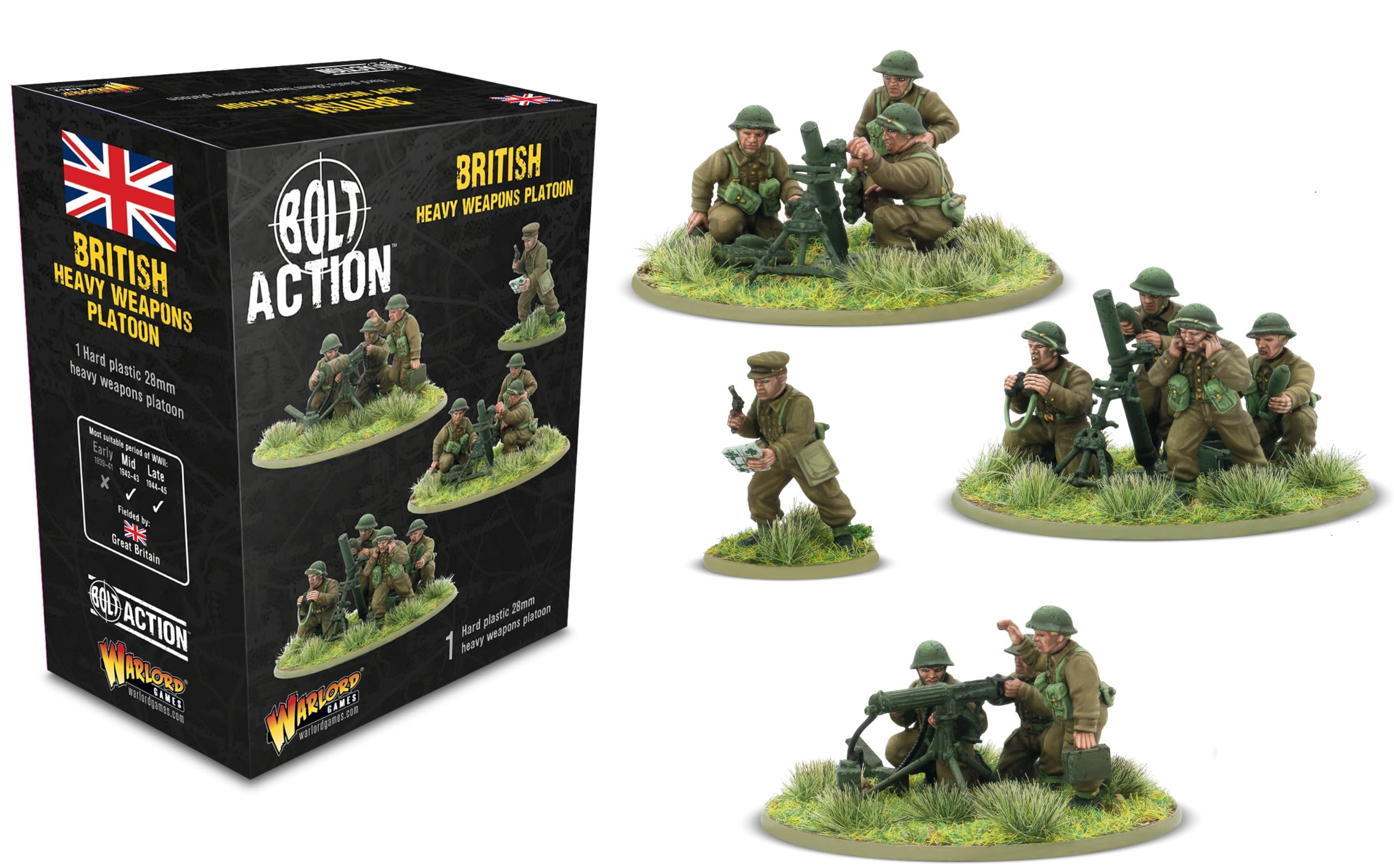 Warlord Games British Heavy Weapons Platoon - 28mm Scale Plastic Miniatures for Bolt Action Highly Detailed World War 2 Miniatures