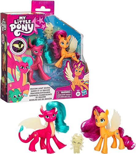 Miniatura 10 de My Little Pony Tell Your Tale Dragon Light Reveal, 3 muñecas que brillan en la oscuridad, juguetes a escala de 3 pulgadas para niñas y niños a