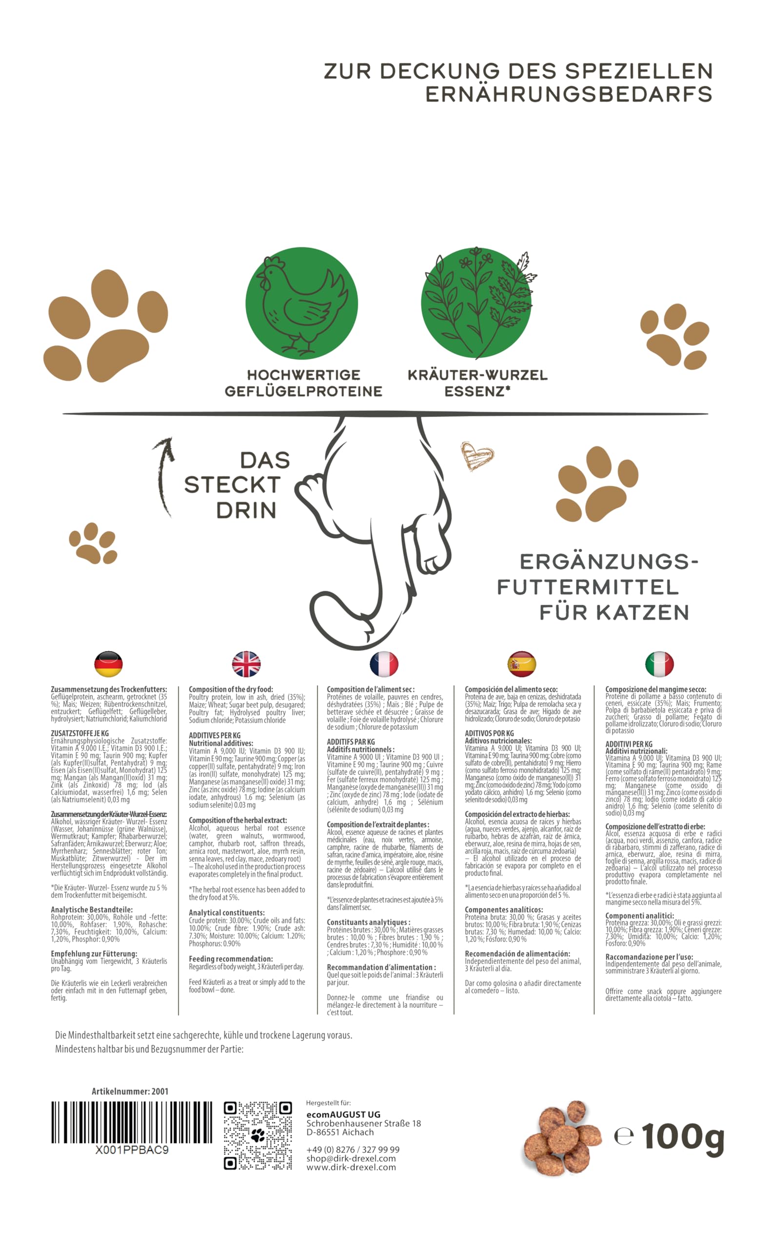 WumoX Herblis para Gatos | Trata con extractos de Hierbas | nutrición Natural para Fortalecer el Medio intestinal | con vermut Real | Alternativa Natural