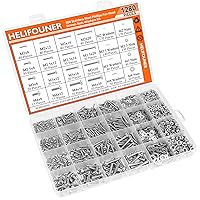 Vista 8 de Juego de 1280 piezas, tornillos de máquina Phillips de cabeza plana M2 M2.5 M3 M4, acero inoxidable 304, kit de tornillos métricos, tuercas