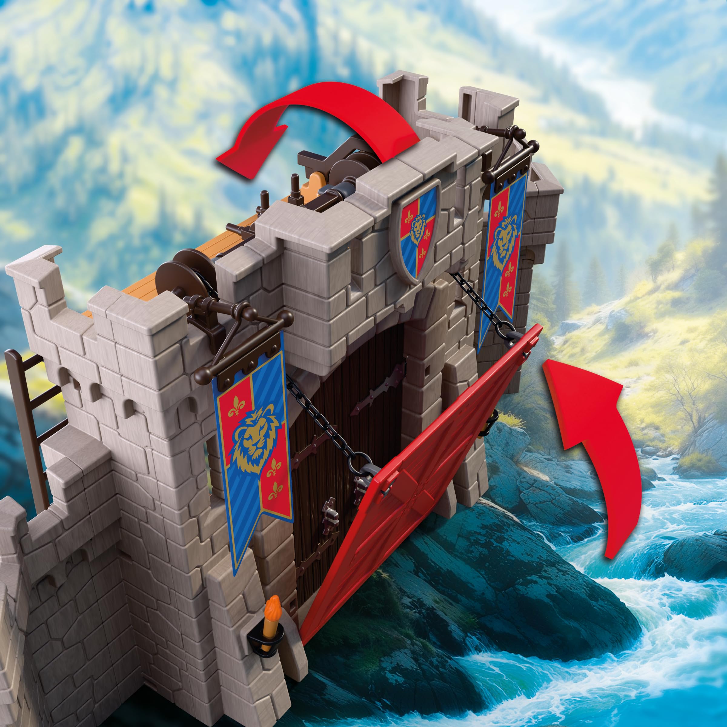 PLAYMOBIL | Cavalieri | Grande castello dei Cavalieri del Leone | Castello XXL con ponte levatoio, cannoni e botola | Giocattolo per bambini dai 4 anni in su | 72112