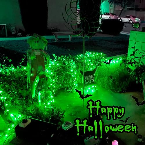 Miniatura 5 de JMEXSUSS Paquete de 2 tiras de 200 luces LED solares/2 paquetes de 100 luces LED de cadena verde