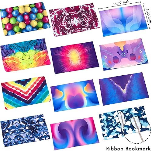 Miniatura 2 de feela Paquete de 12 fundas de tela jumbo, elásticas, lavables, duraderas, reutilizables, de nailon, para libros de texto de tapa dura, cuadernos de