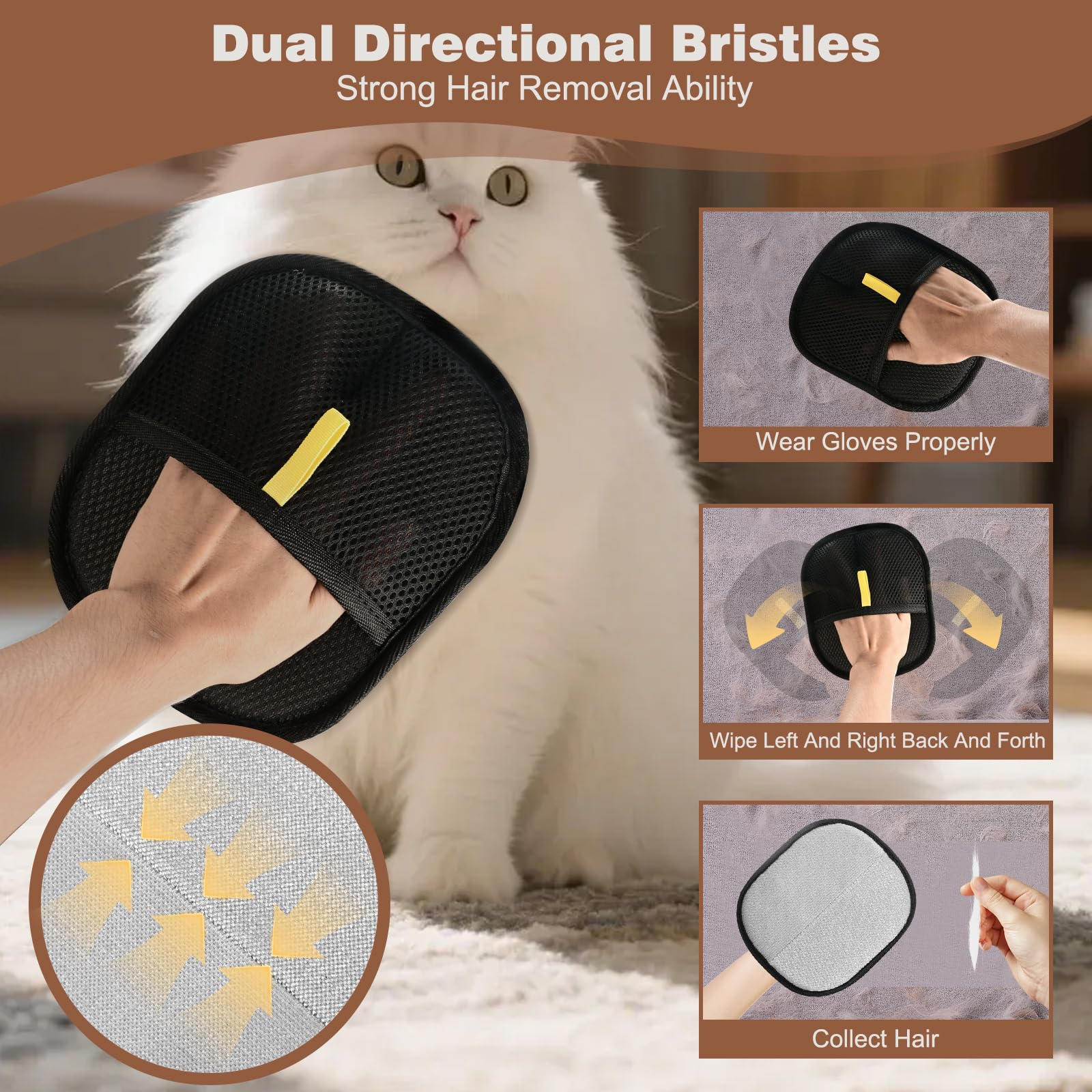 GAJUS Tierhaarentferner Handschuh Set 4 Stück - Fell Magnet Handschuh Für Katzen & Hunde