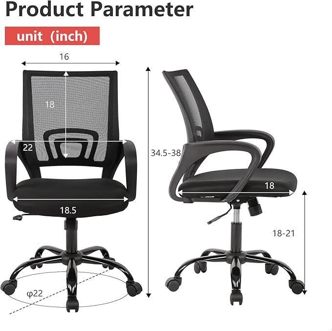 Silla De Oficina Ergonómica Giratoria Con Respaldo Ajustable miniatura 3