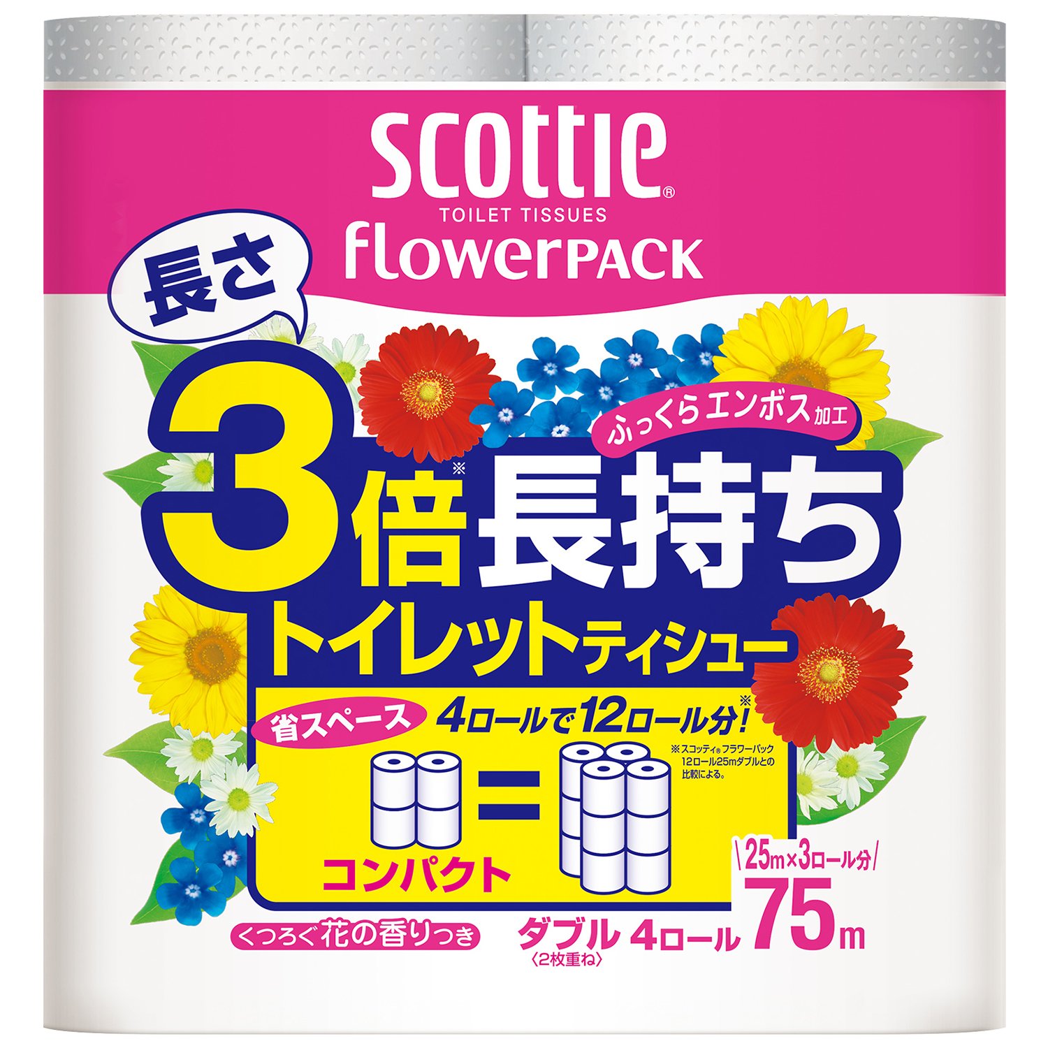 Amazon | 日本製紙クレシア スコッティフラワーパックW75m 4