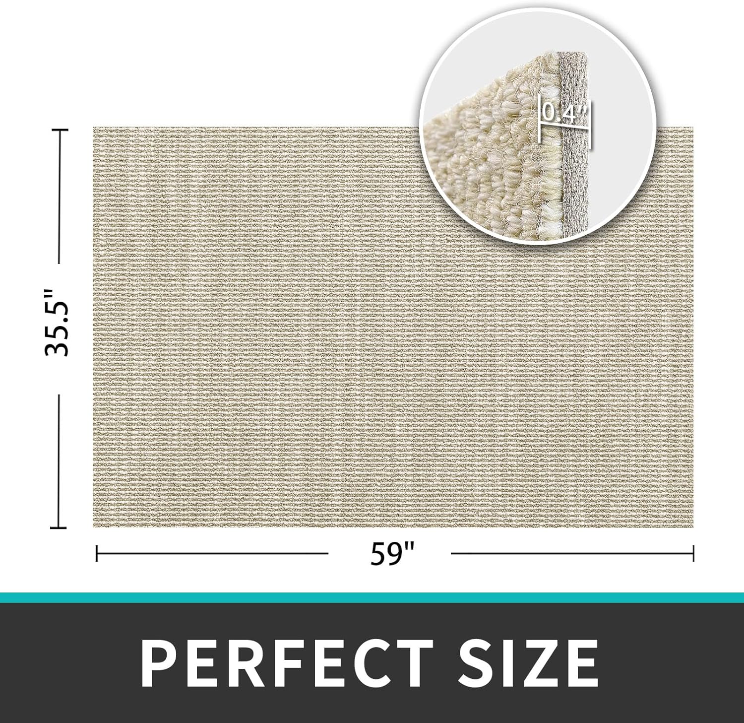 DEXI Door Mats Indoor Front Door Rugs for Entryway Large Welcome Mat Entry Low Profile Non-Slip Doormat for Inside Home Entrance, Hallway, Porch 3'x5', Linen Beige 35.5"x59" Linen Beige