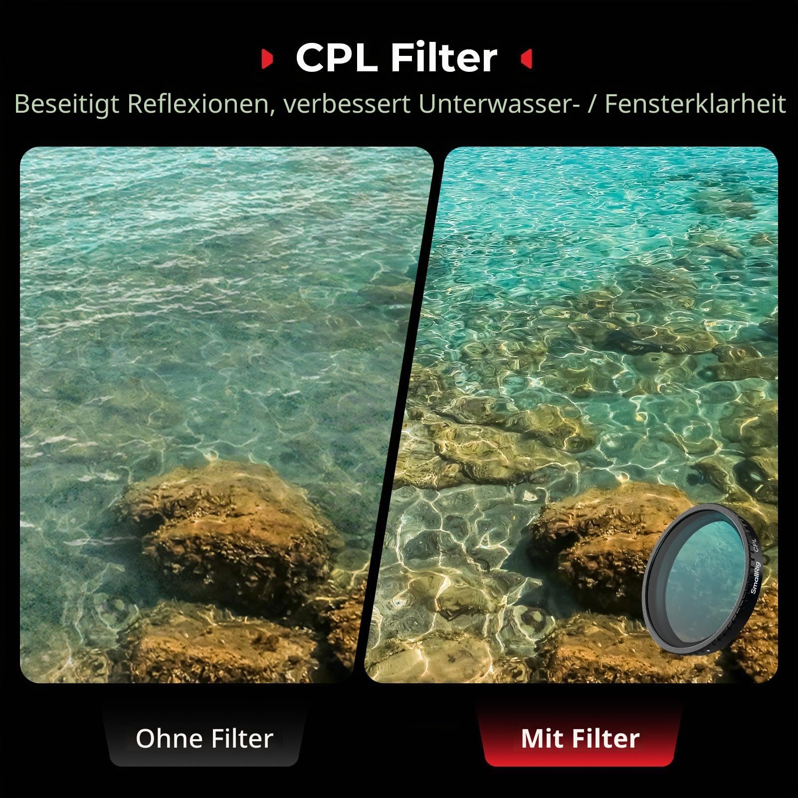 SMALLRIG ND-Filter-Set für DJI Osmo Action 5 Pro/Action 4, 5er-Pack CPL FS ND8, ND16, ND32, aufsteckbare polarisierende Neutraldichtefilter & Linsen-Silikonabdeckung - 5411