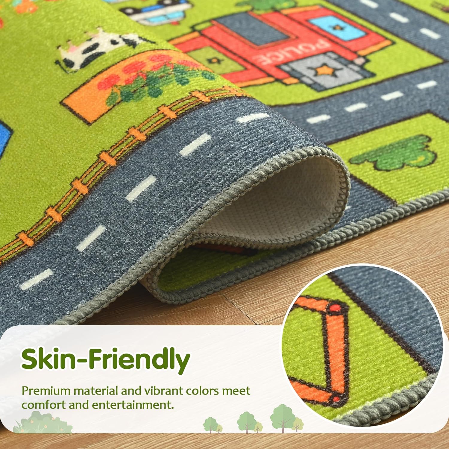 Merelax 3x5 Kids Car Area Rug, Grey Green Area Road Rugs for Living Room Playroom Classroom Bedroom, Non Slip Kids Play mat, Washable Rug, Educational City Traffic Map Fun Car Carpet for Ages 3-12